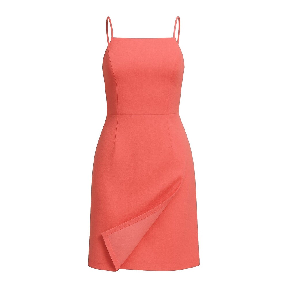 BCBGMAXAZRIA Wrap Dress Womens XS Salmon Pink Fitted Adjustable Strap Back Zip